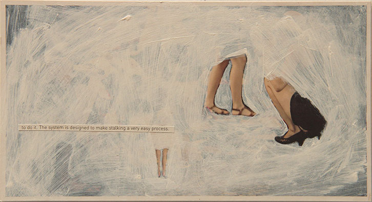 Rebecca Kinsey, Systematic stalking, 2016. Collage on paper. 202 x 110mm