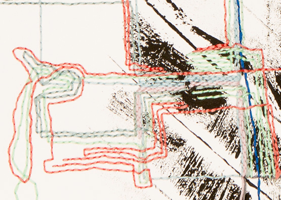 Rebecca Kinsey, Threading Across Town NYC #1 (detail), 2011