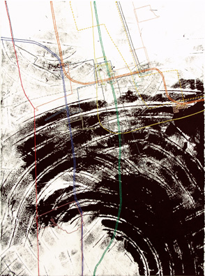Rebecca Kinsey, Threading Across Town NYC #6, 2012